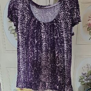 a.n.a Purple Patterned Short Sleeve Top